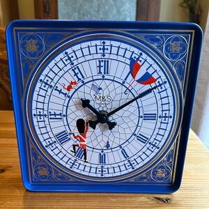 Marks and Spencer Blue and White Tin Clock